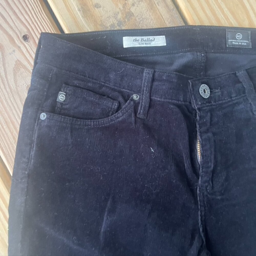 AG Adriano Goldschmied The Ballad Slim Boot Cut Black Corduroy Pants 28R - Picture 4 of 9